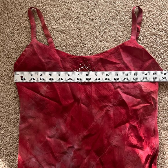 josie NATORI Robe + Slip Red Tye-Dye 100% Silk BEADED NWOT Small - Boho Couture - Picture 14 of 15